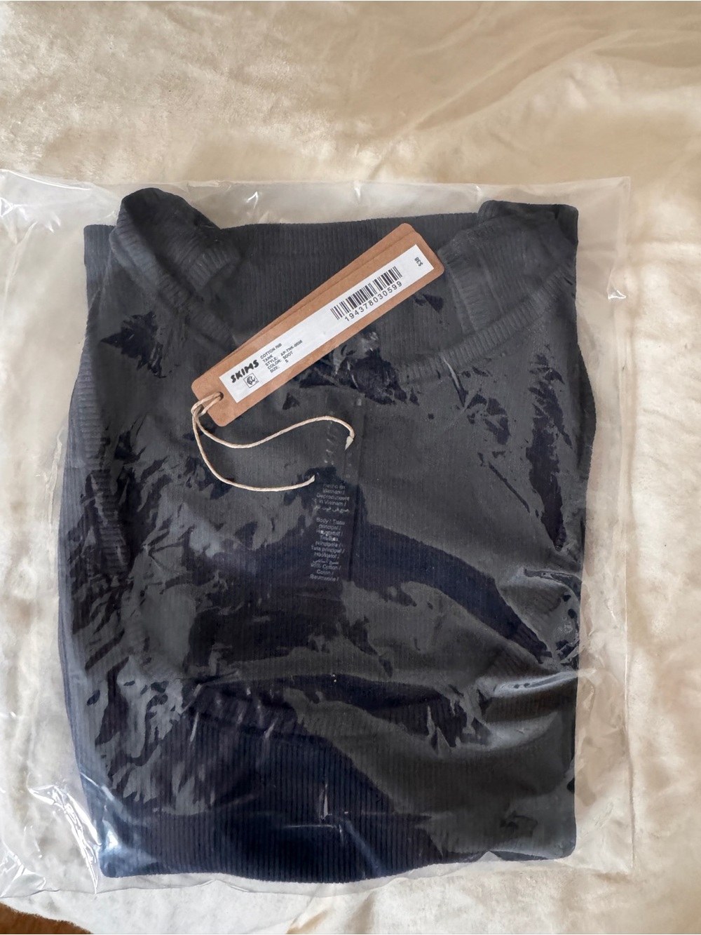 NWT Skims Black Cotton Rib Tank Top - Picture 3 of 4
